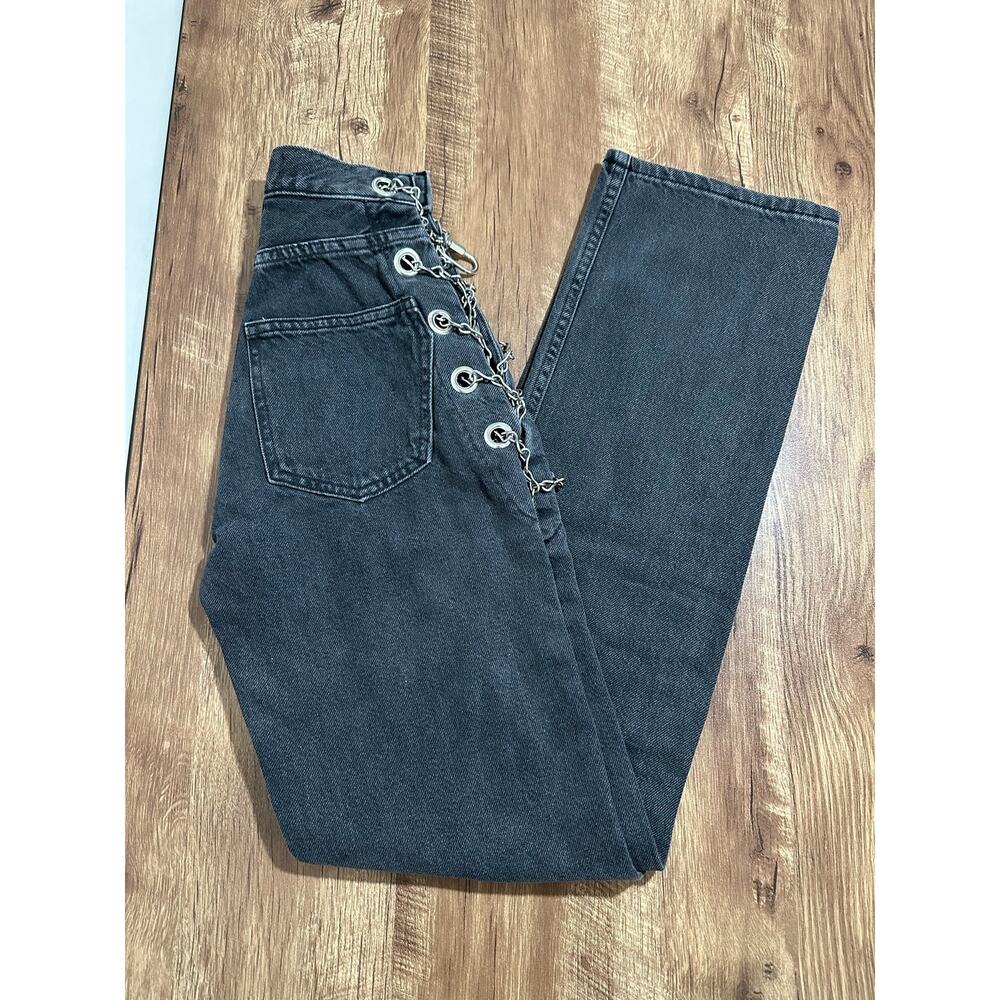 EB Denim Black Washed Jeans with Lace-Up Side Eyelets